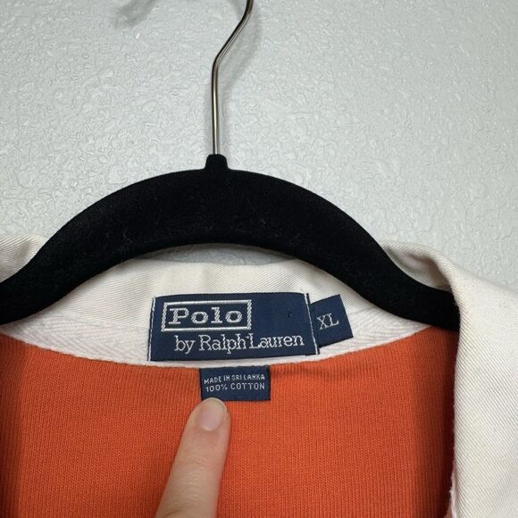 Vintage Polo Ralph Lauren Rugby Shirt Men's XL Orange Kanye West Y2K Preppy - Picture 2 of 4